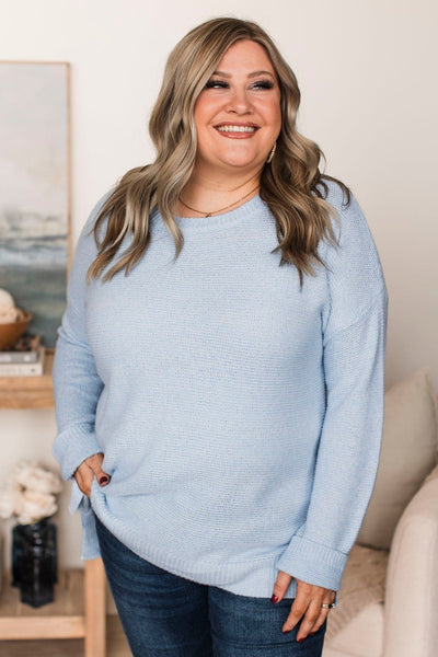 Reaching Out To You Knit Sweater- Baby Blue – The Pulse Boutique
