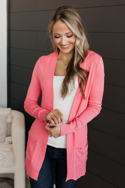 Coral clearance pink cardigan