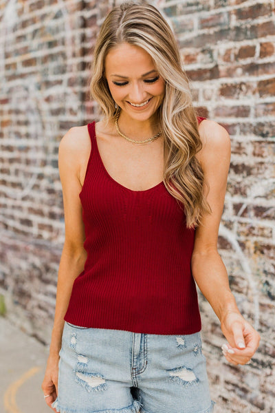 Brandy Melville Women's One Size Danielle Red Knit Ribbed Sweater Tank Top  Italy