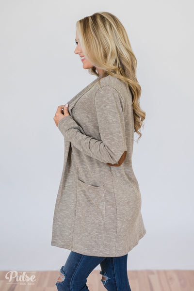 As Long As You Need Elbow Patch Cardigan- Mocha