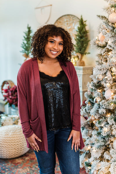 Plus size burgundy on sale cardigan