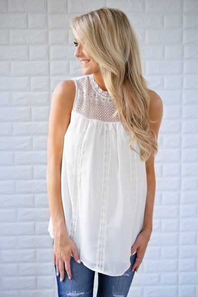 White Lace Tank Top The Pulse Boutique 1400