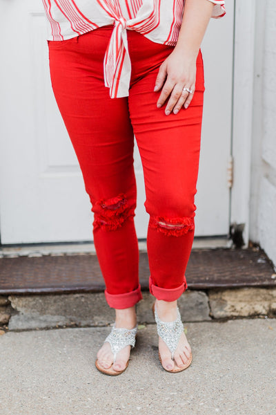 KanCan Colored Skinny Jeans- Scarlet Red – The Pulse Boutique