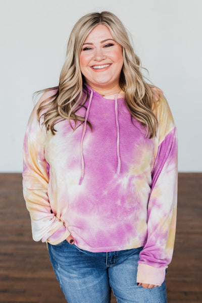 Anything But Simple Tie Dye Hoodie Magenta Yellow Pink The