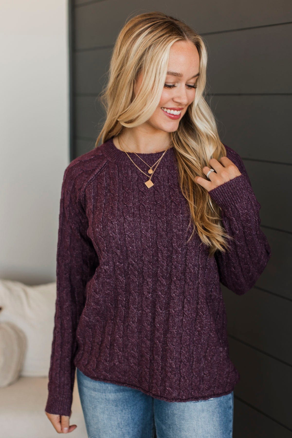 Absolute Perfection Knit Sweater- Dark Plum