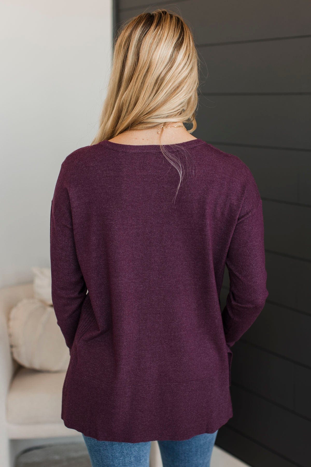 Ready For Anything Knit Sweater- Dark Plum