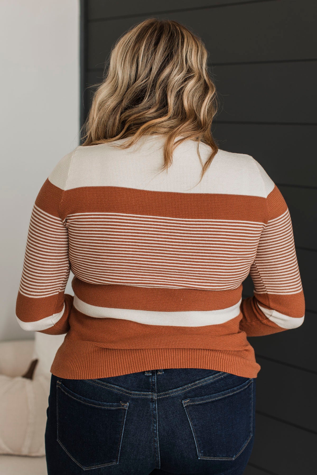 Smitten With You Color Block Sweater- Copper