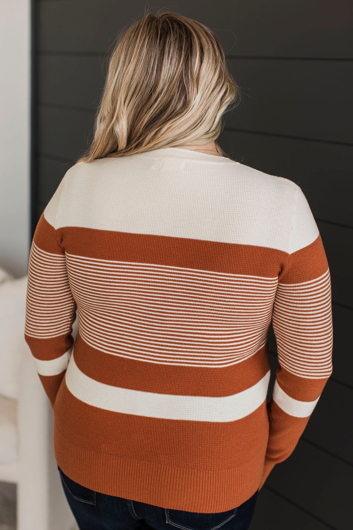 Smitten With You Color Block Sweater- Copper