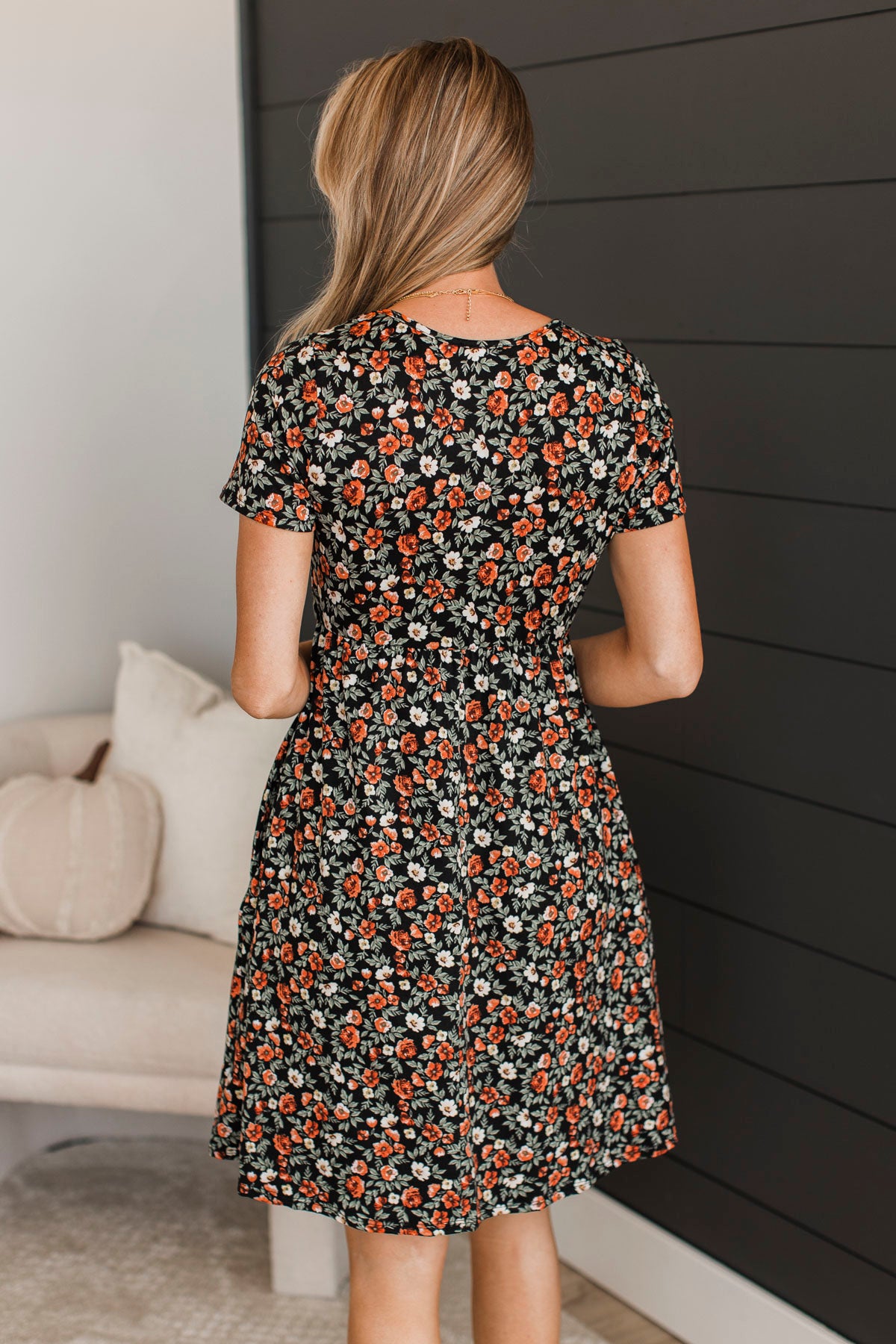 Simple Sentiments Floral Dress- Black