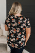 Always Beloved Short Sleeve Floral Top- Black