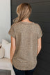 On The Spot Printed V-Neck Top- Tan