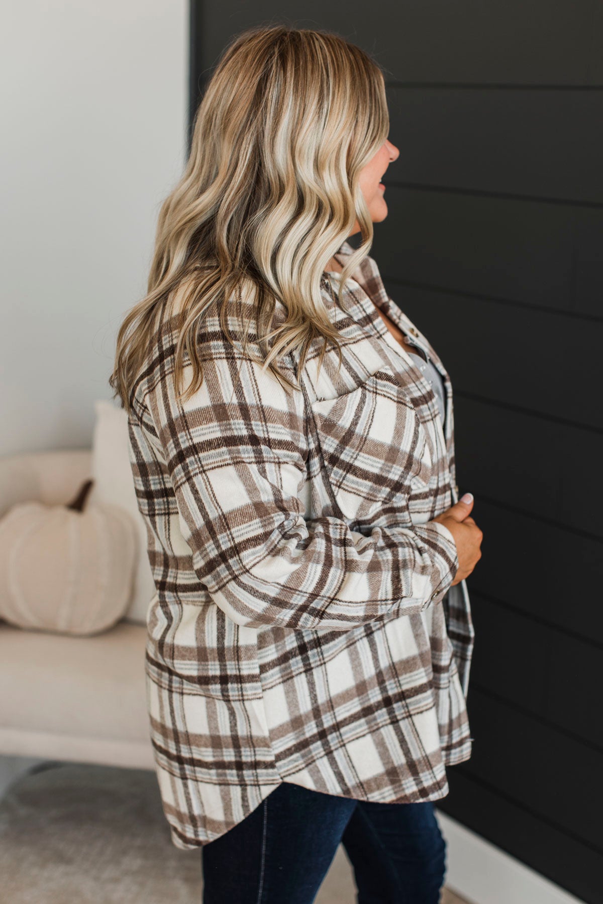 Easy Decision Lightweight Flannel Jacket- Mocha