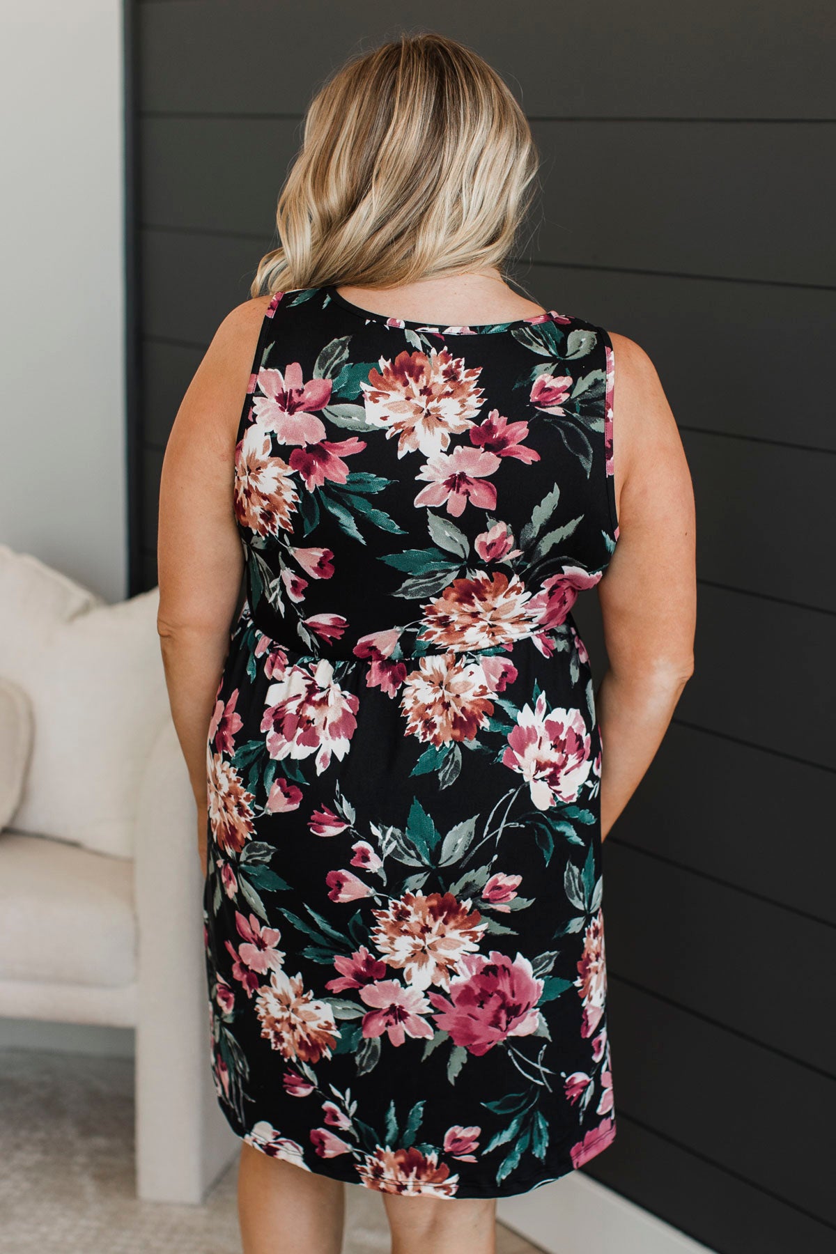 Compass To Your Heart Floral Dress- Black & Burgundy