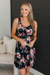 Compass To Your Heart Floral Dress- Black & Burgundy