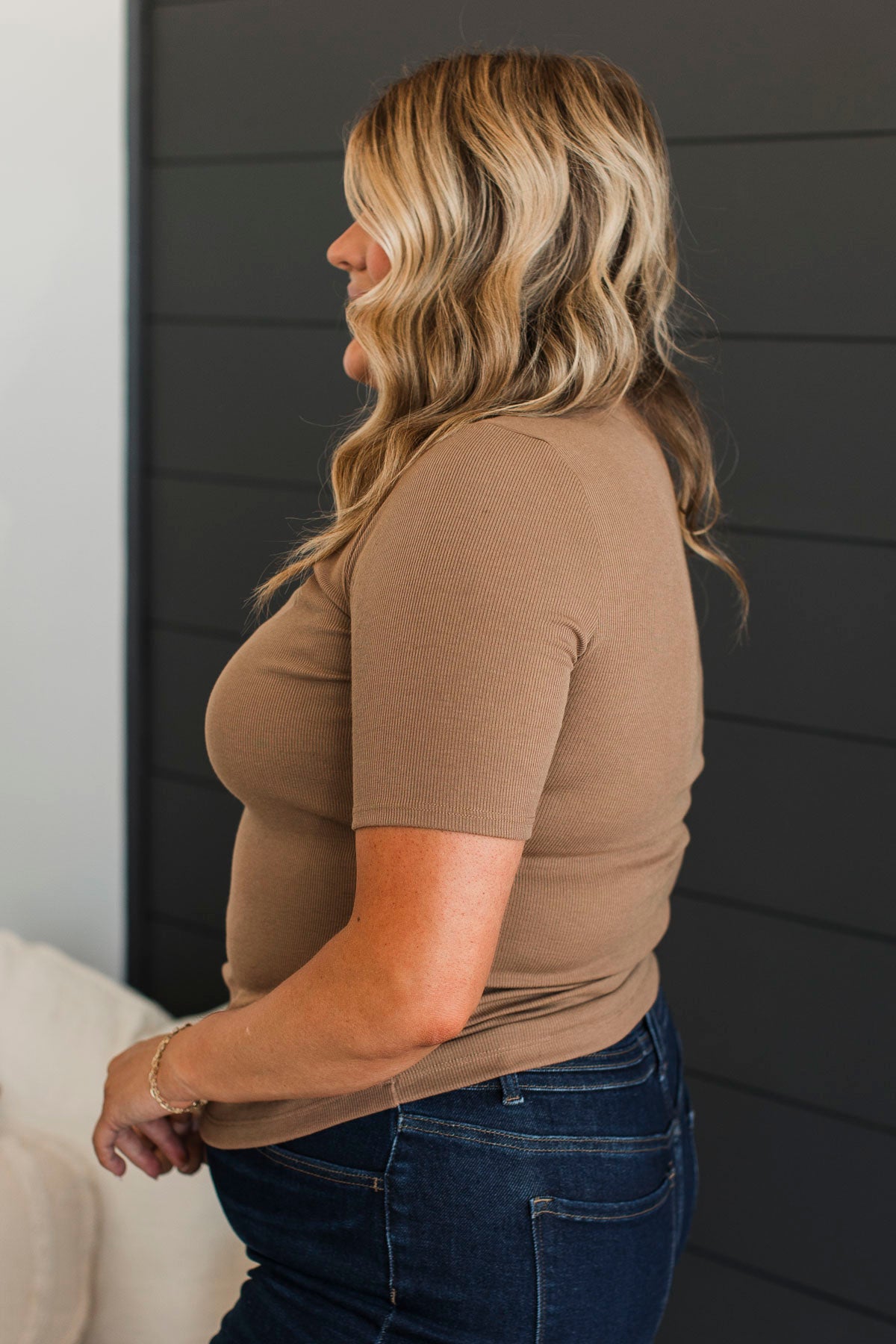 Clear Intentions Ribbed Top- Mocha