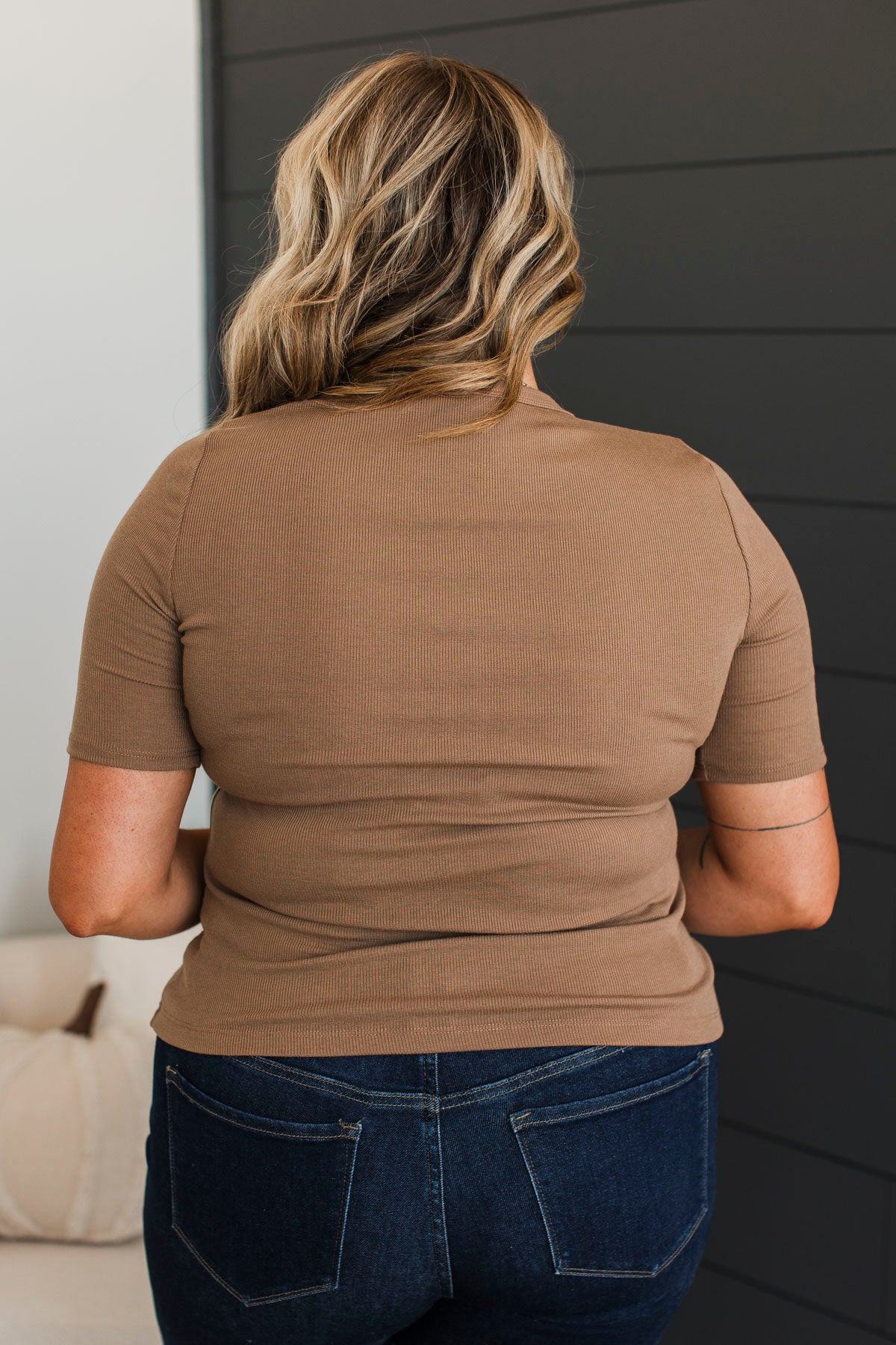 Clear Intentions Ribbed Top- Mocha