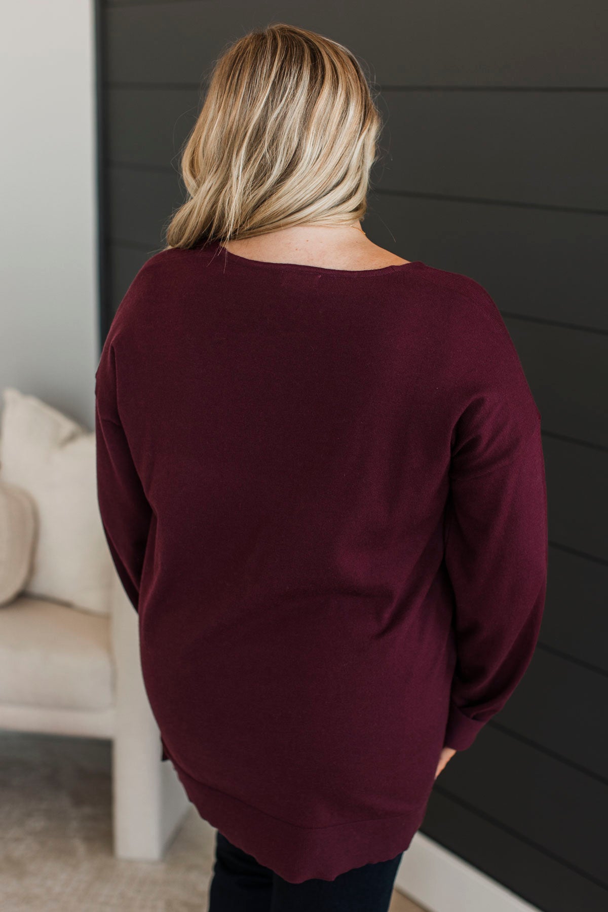 Looking Remarkable V-Neck Sweater- Wine