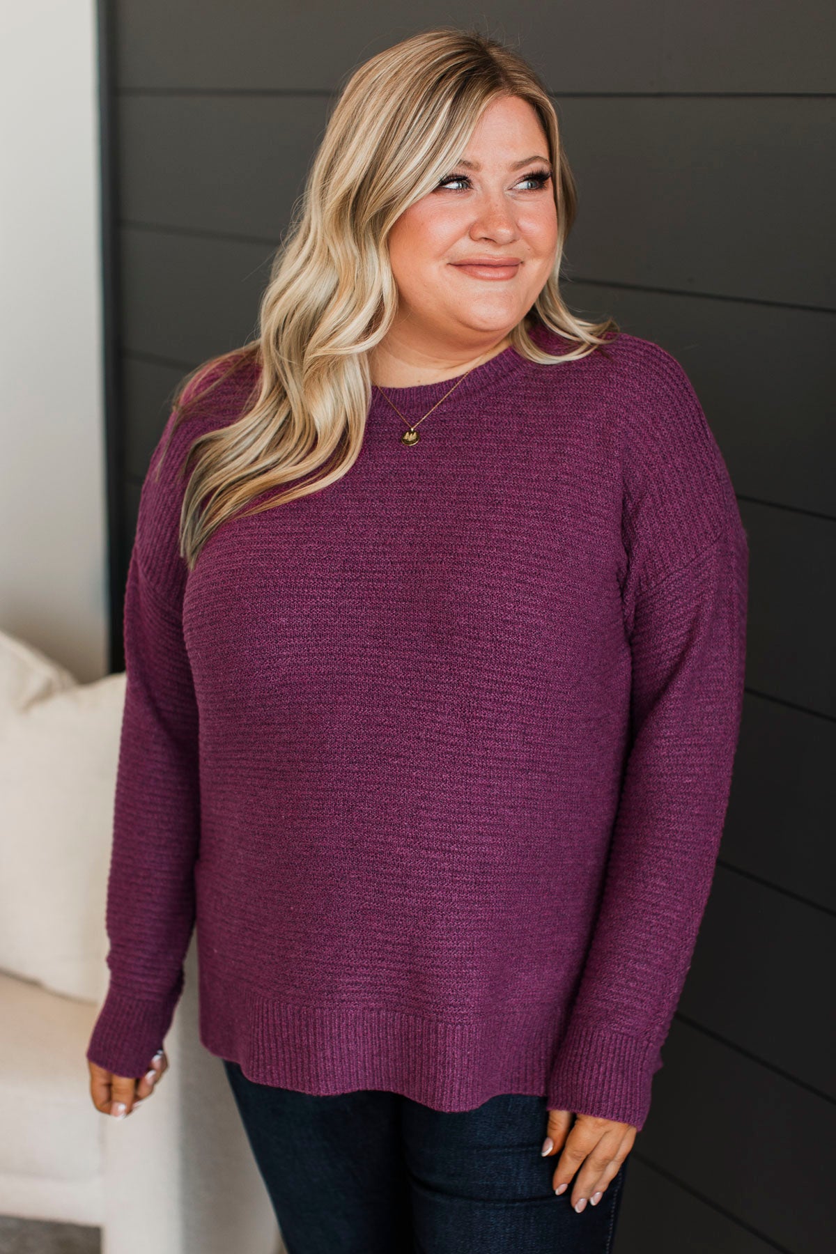 Unbelievably Sweet Ribbed Sweater- Magenta