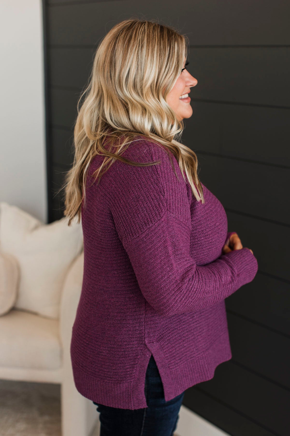 Unbelievably Sweet Ribbed Sweater- Magenta