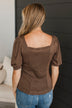 Must Be Adored Puff Sleeve Top- Brown