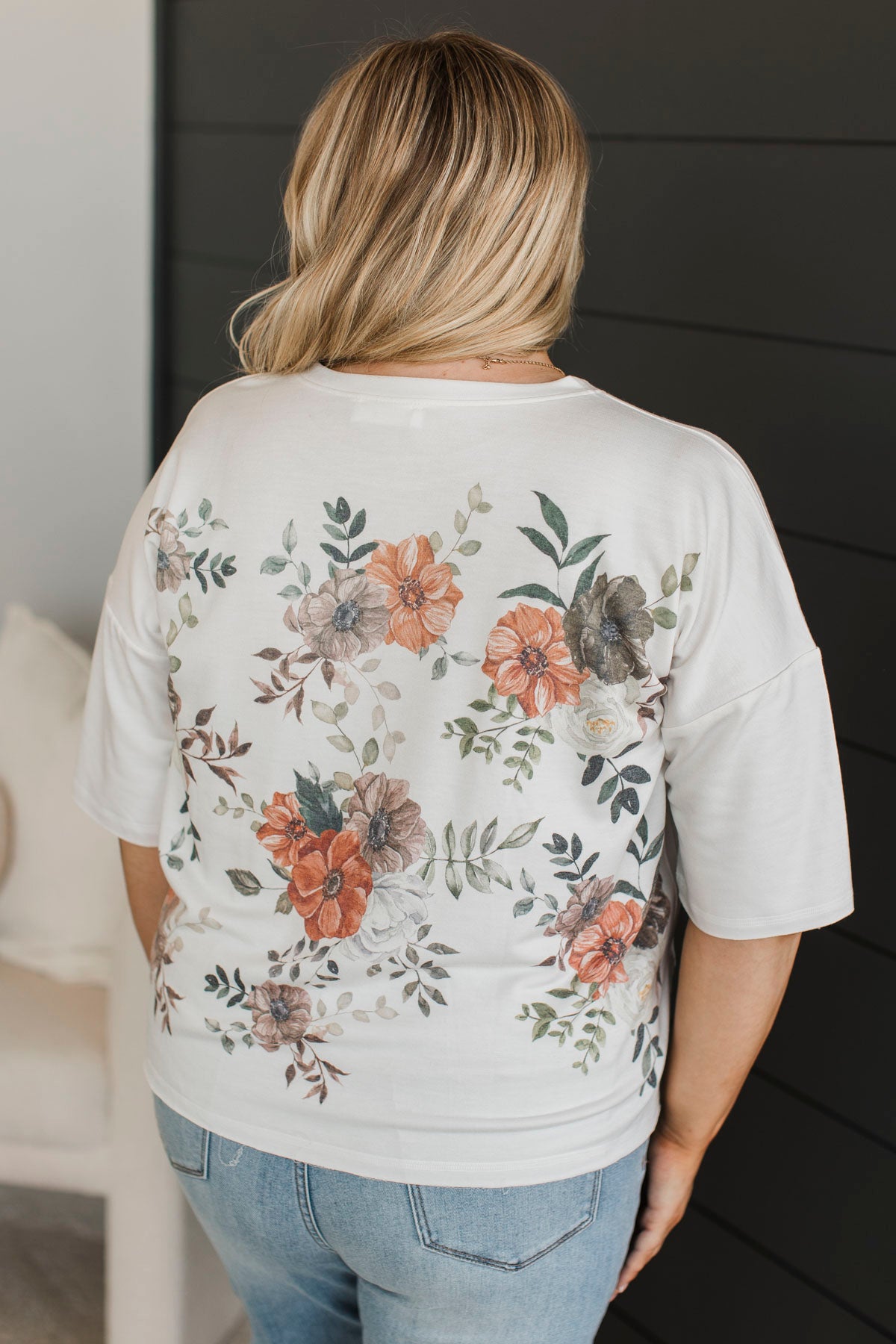 Positively Radiant Floral Top- Ivory