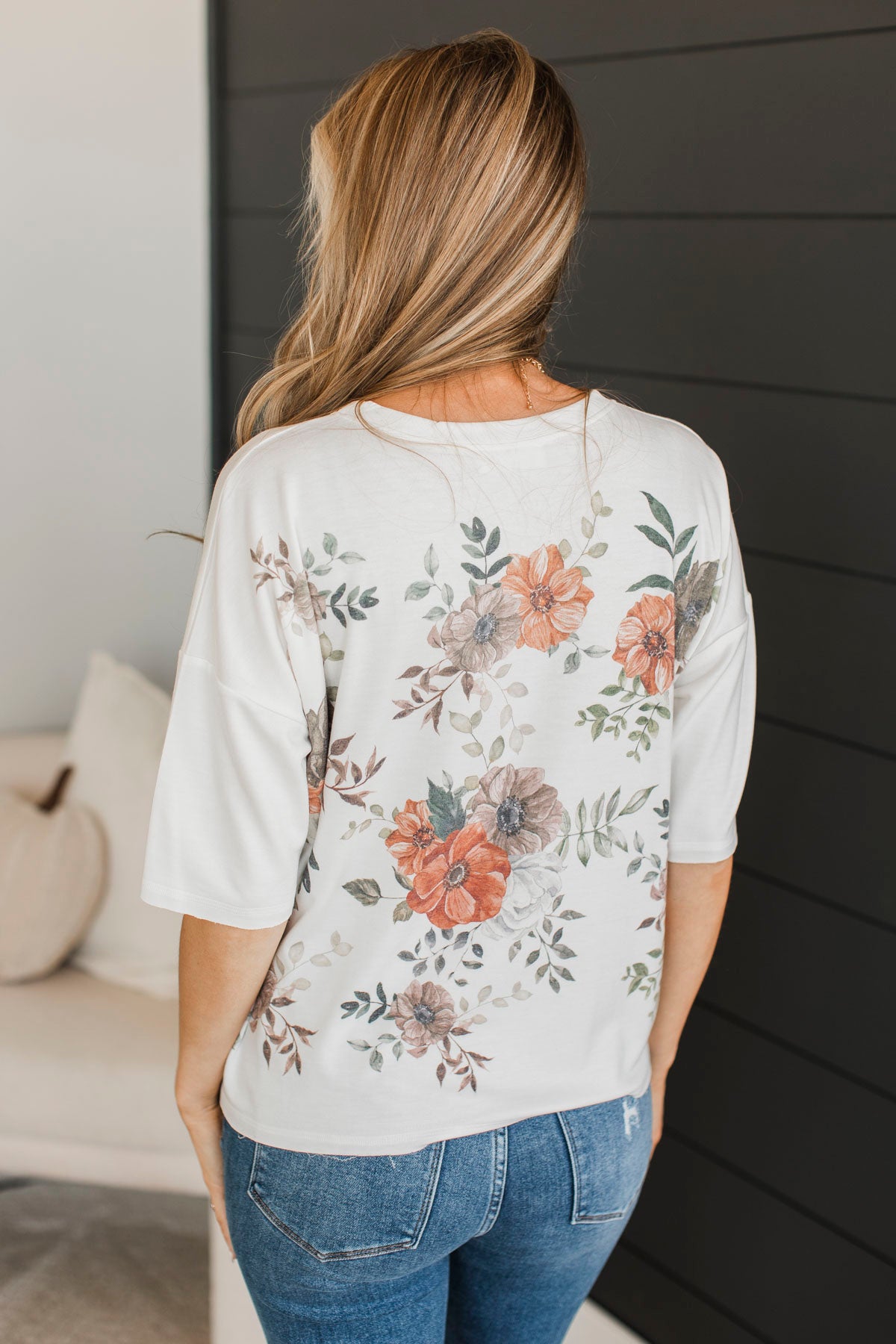 Positively Radiant Floral Top- Ivory