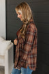 On A Journey Plaid Button Top- Burgundy