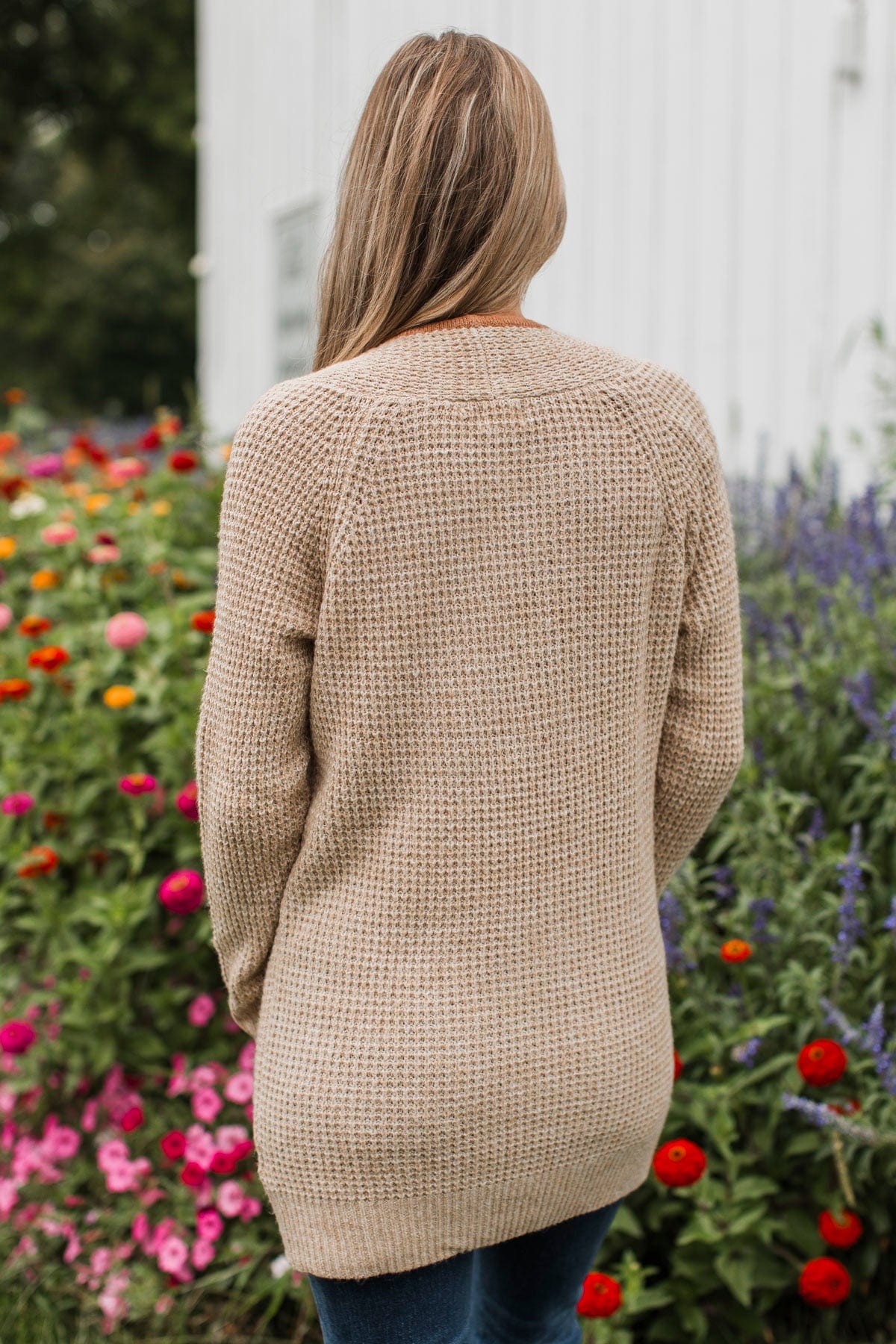 Seeking Perfection Waffle Knit Cardigan- Oat