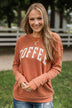 "Coffee" Crew Neck Pullover- Pumpkin