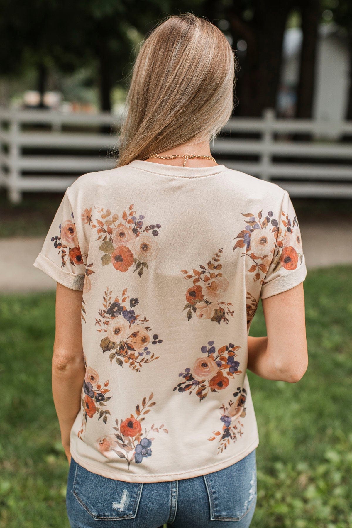 Confident Approach Floral Top- Tan & Rust