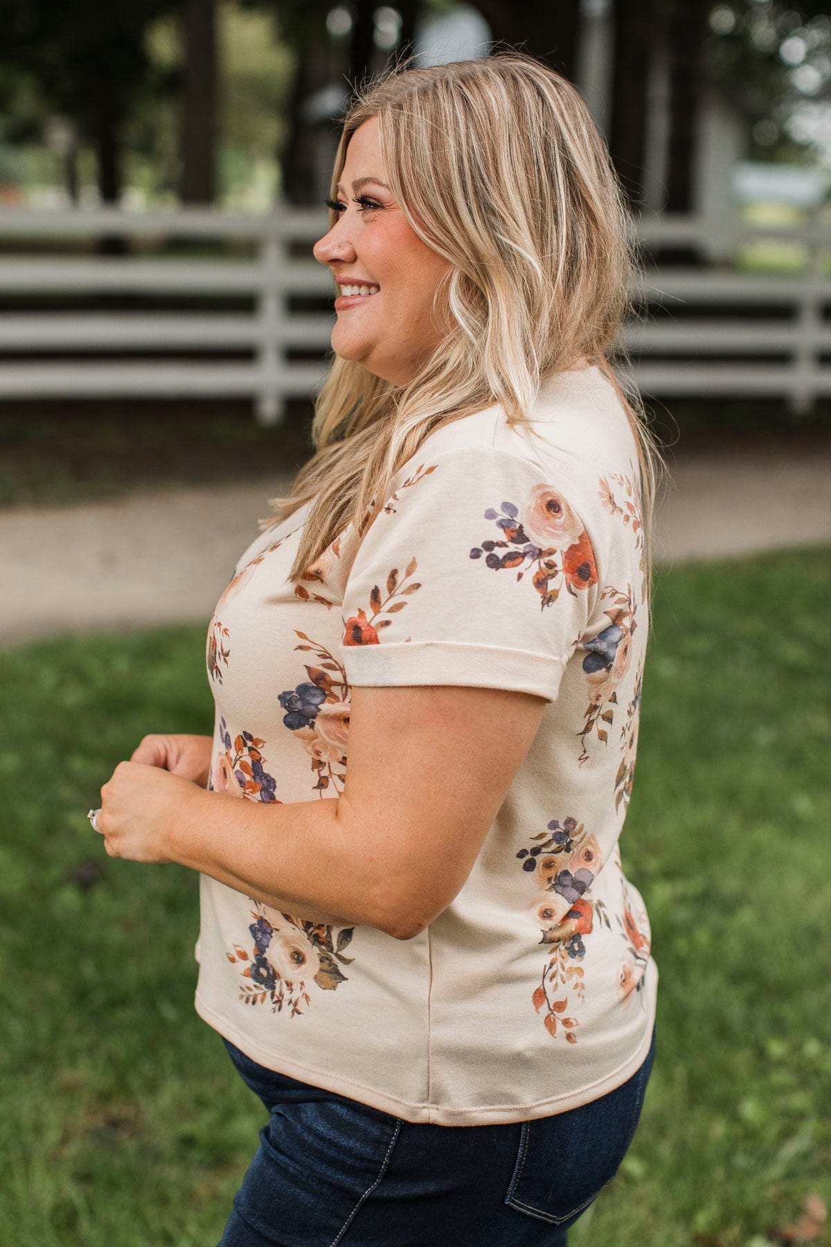 Confident Approach Floral Top- Tan & Rust