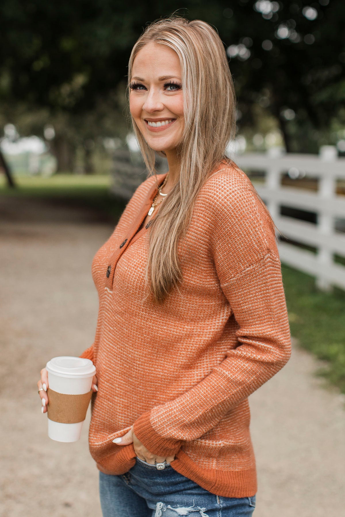 Perfectly Matched Knit Sweater- Pumpkin