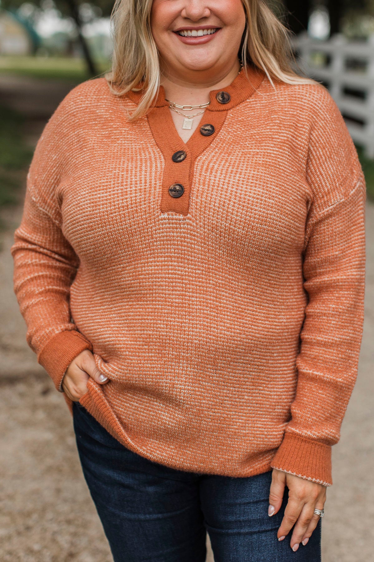 Perfectly Matched Knit Sweater- Pumpkin