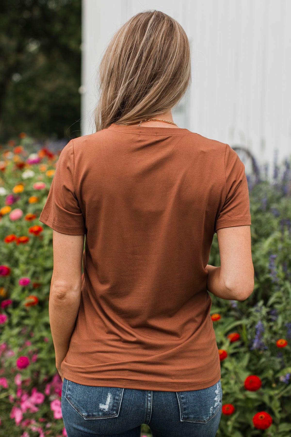 Hello Lovely V-Neck Top- Ginger