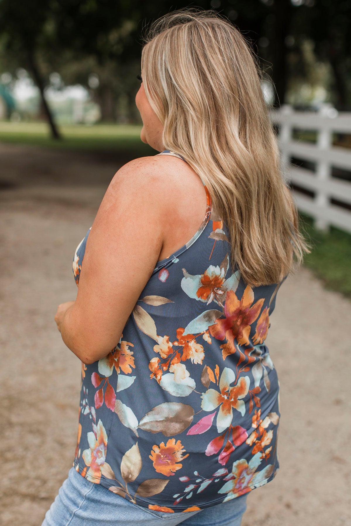 Day Dreams Of You Floral Tank Top- Navy