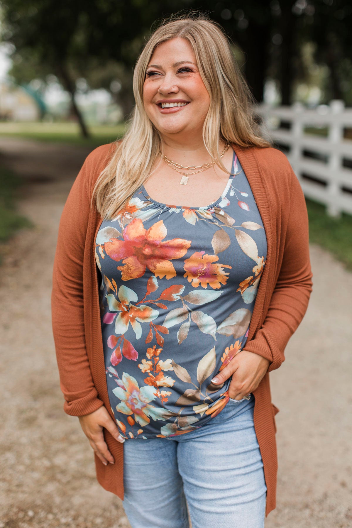 Day Dreams Of You Floral Tank Top- Navy