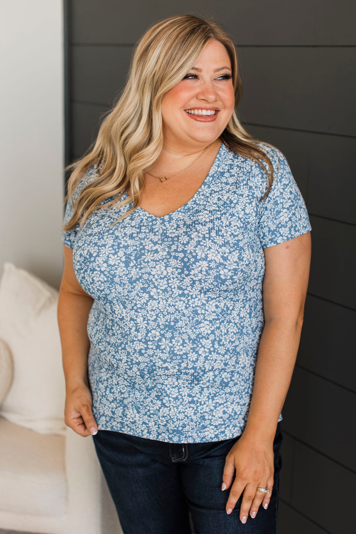 Feels Like A Crush Floral Top- Blue