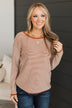 Sweet At Heart Striped Knit Sweater- Copper