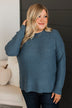 Unbelievably Sweet Ribbed Sweater- Light Navy