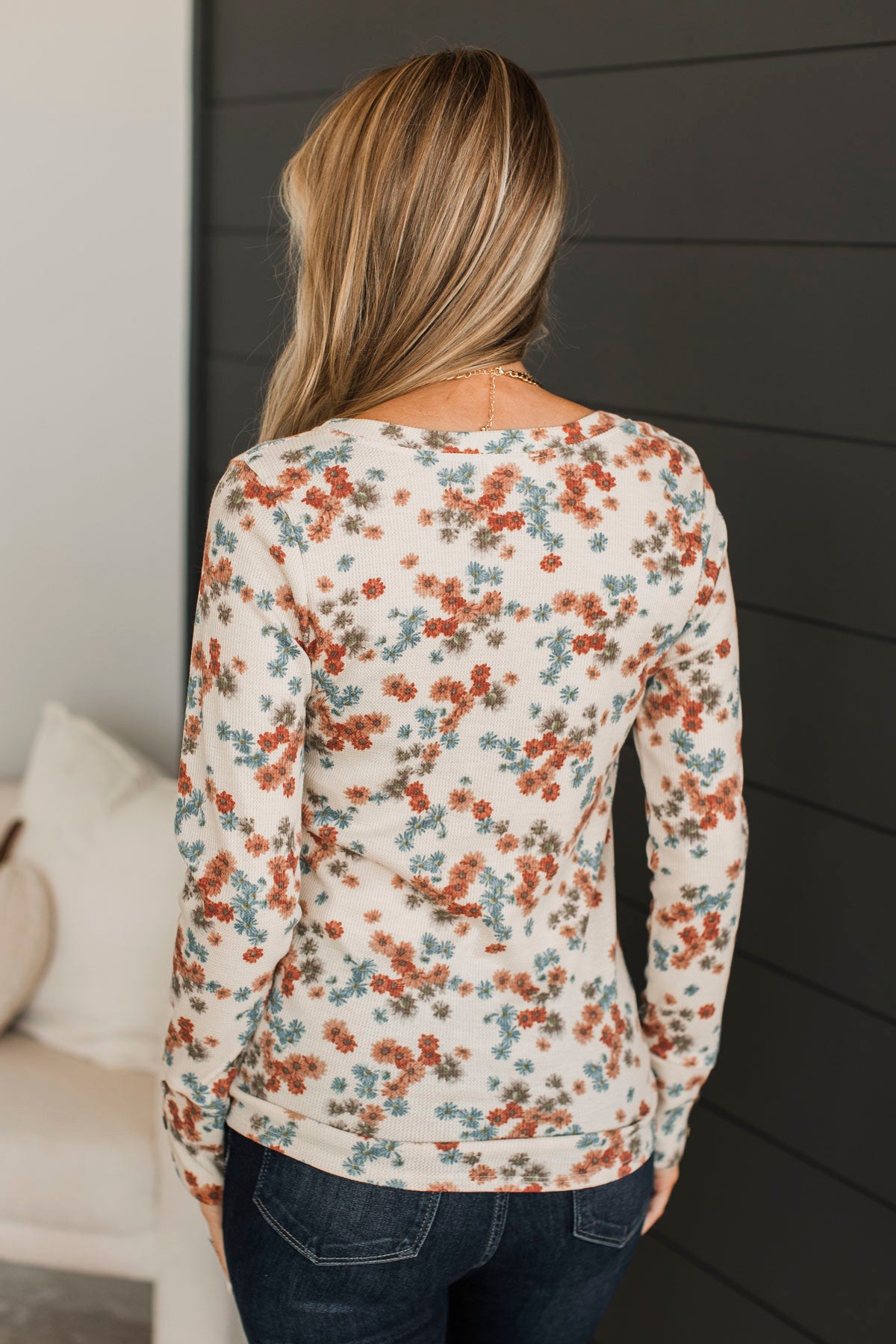 Without Hesitation Long Sleeve Floral Top- Natural