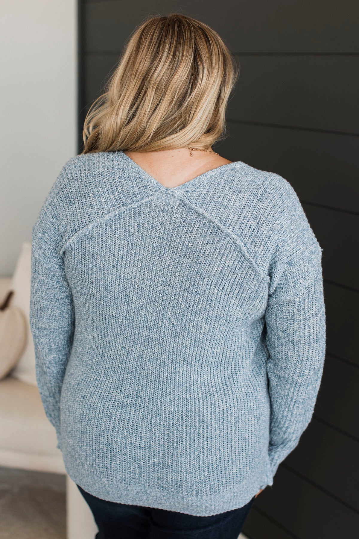 Once We Met V-Neck Sweater- Sky