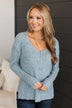 Once We Met V-Neck Sweater- Sky