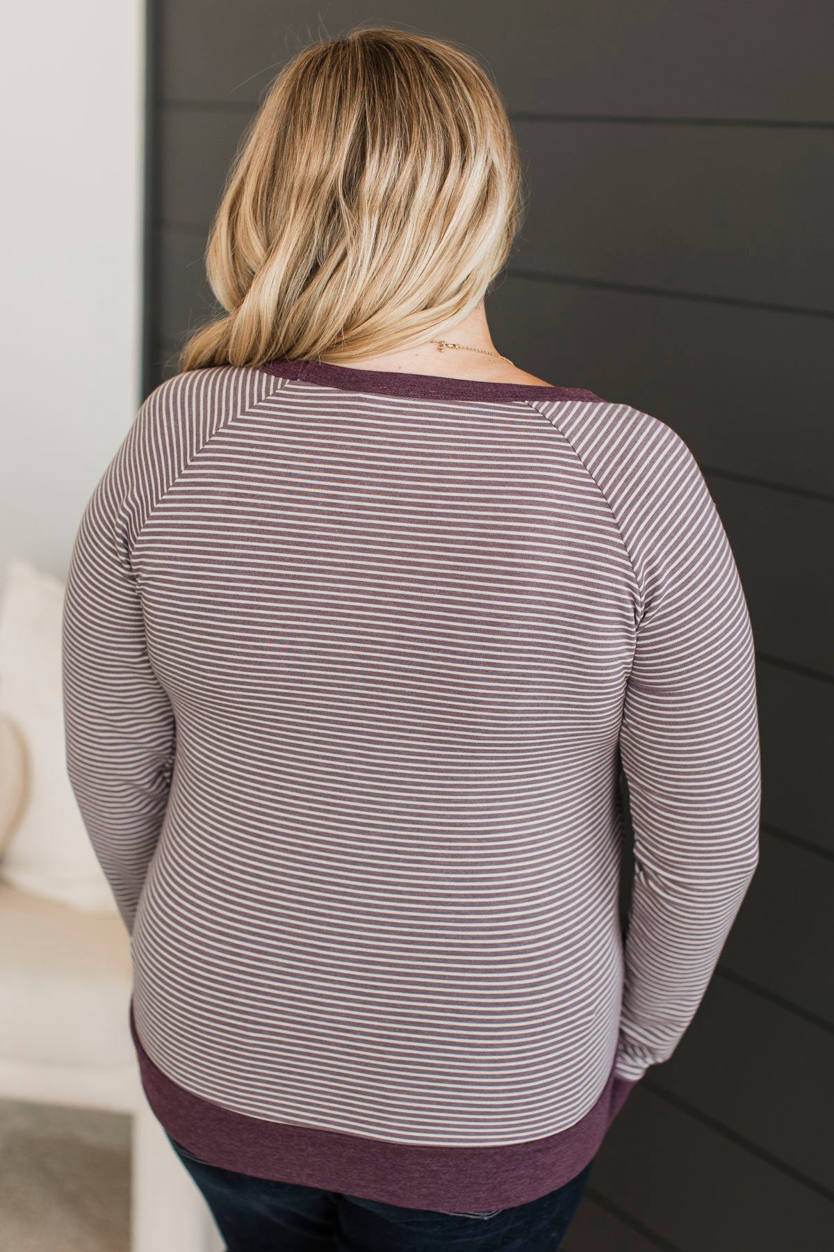 Better Than Yesterday Striped Top- Light Plum