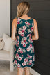 Compass To Your Heart Floral Dress- Hunter Green