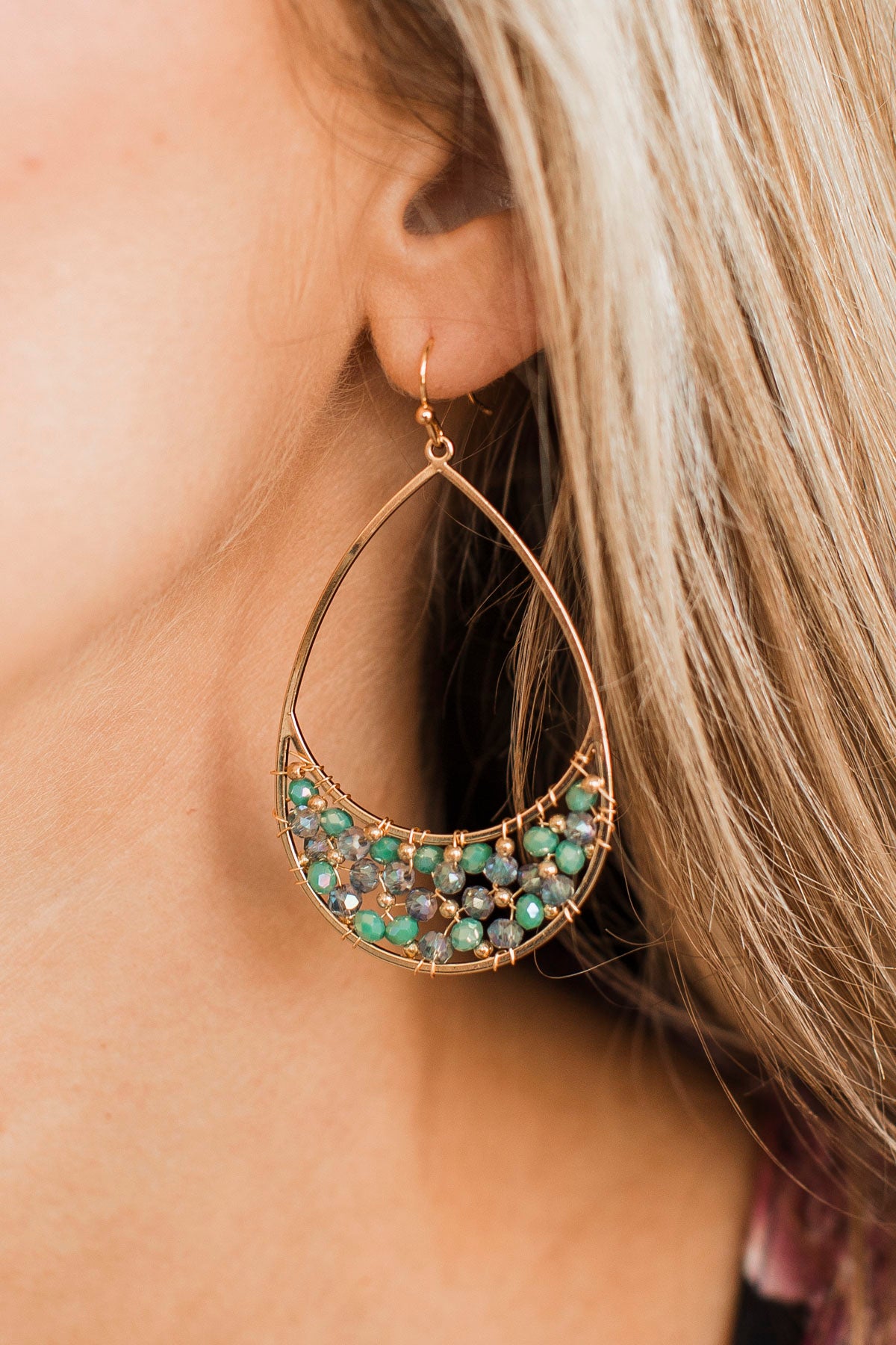 Cute To Boot Teardrop Dangle Earrings- Teal