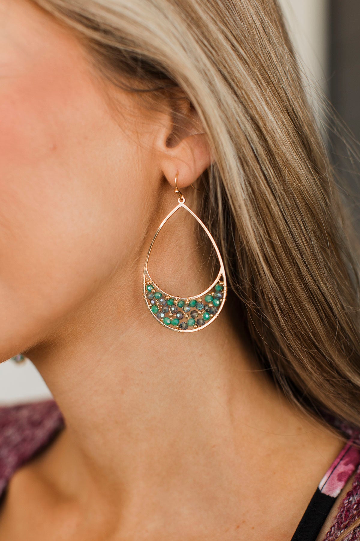 Cute To Boot Teardrop Dangle Earrings- Teal