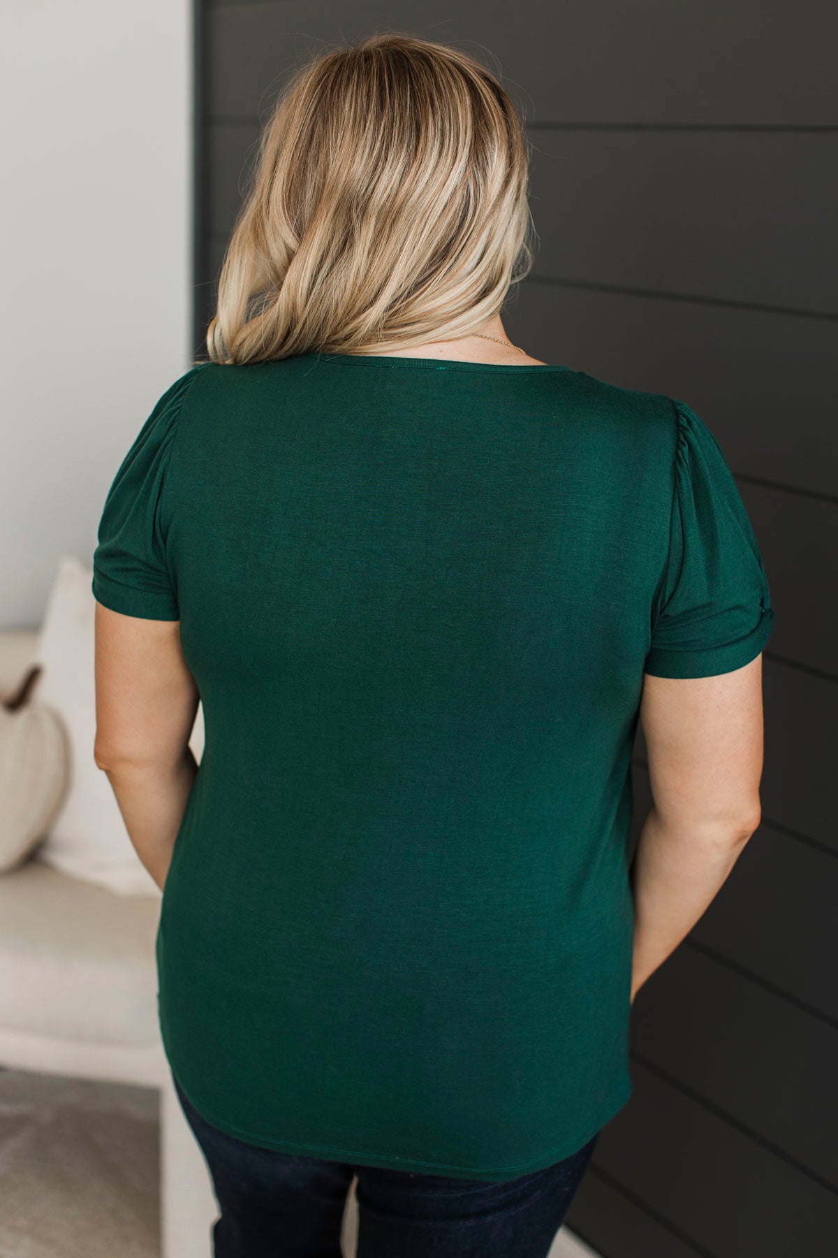 Cherished Beauty Short Sleeve Top- Hunter Green