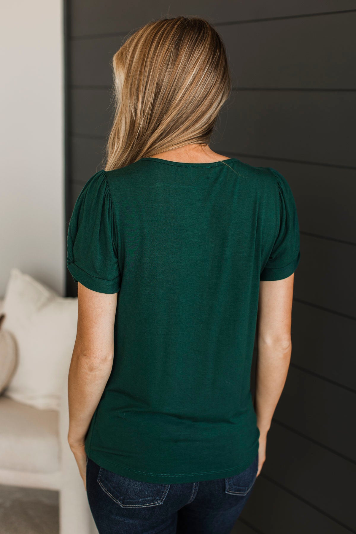 Cherished Beauty Short Sleeve Top- Hunter Green