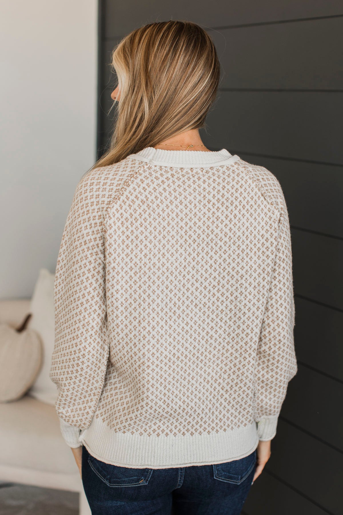 Just Stopping By Knit Sweater- Cream & Beige