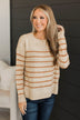 True Intentions Striped Sweater- Natural